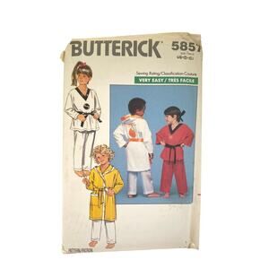 BUTTERICK  #5857 Childs Pajamas Karate Robe & Belt Sewing Pattern 4-5-6 UC FF